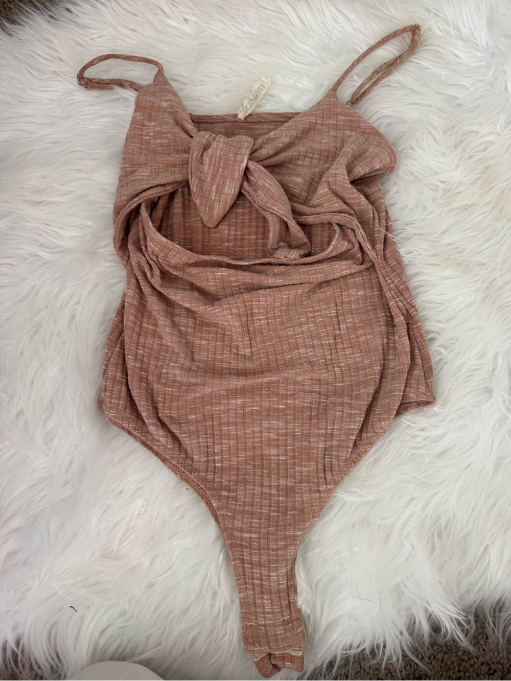 Together Mauve Pink Tie-Front One-Piece Bodysuit
